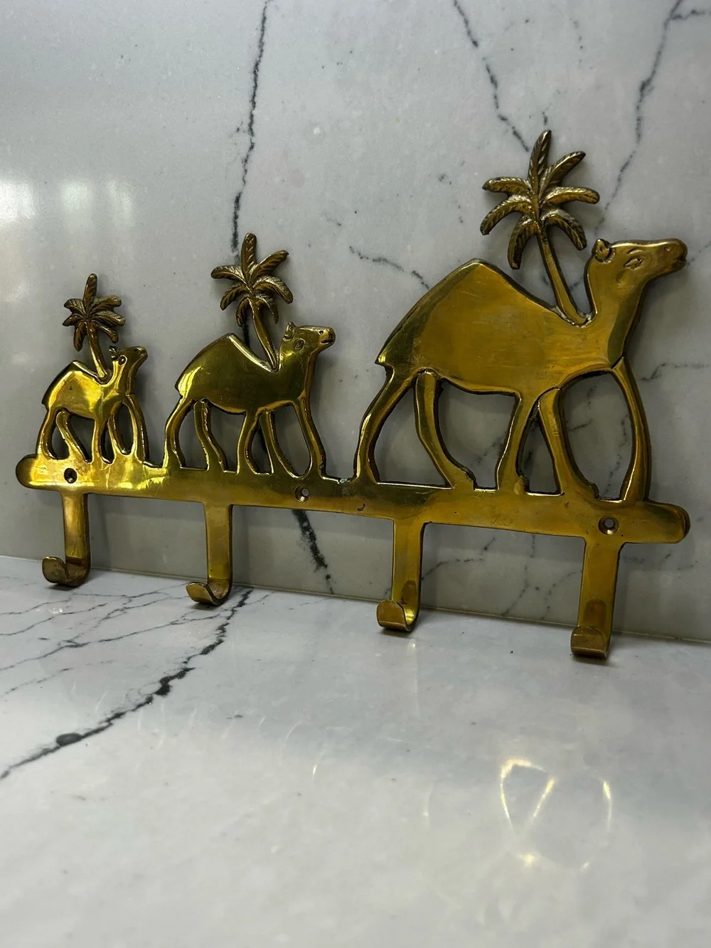Brass Camel Wall Hook Rack - Gold Decorative Hooks